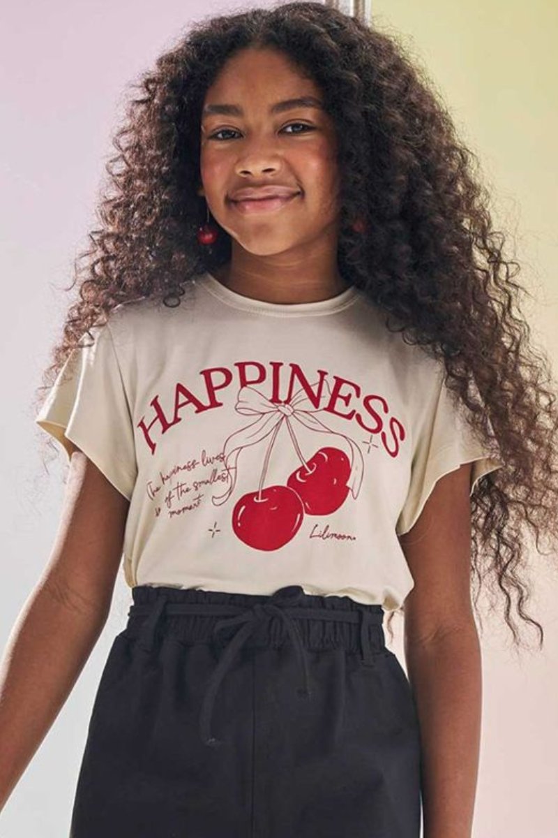 Blusa Juvenil Bege Cereja- Lilimoon